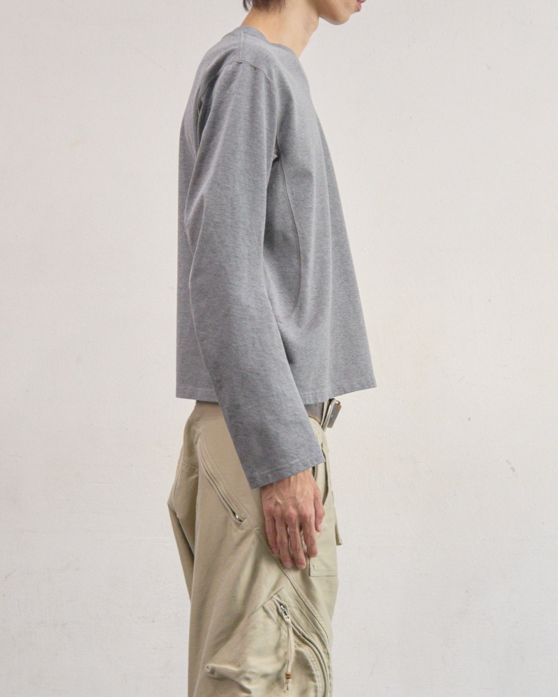 NVRFRGT ネヴァーフォーゲット 26SS PANELLED V-NECK LONG SLEEVE T-SHIRT (HEATHER GREY)