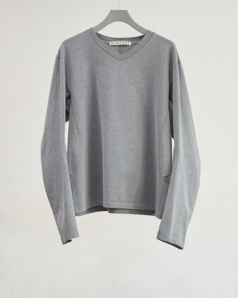 NVRFRGT ネヴァーフォーゲット 26SS PANELLED V-NECK LONG SLEEVE T-SHIRT (HEATHER GREY)