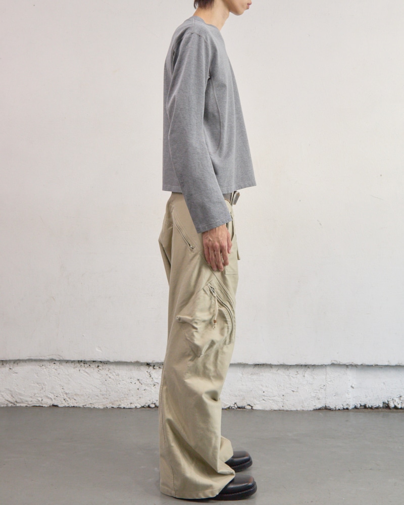 NVRFRGT ネヴァーフォーゲット 26SS PANELLED V-NECK LONG SLEEVE T-SHIRT (HEATHER GREY)