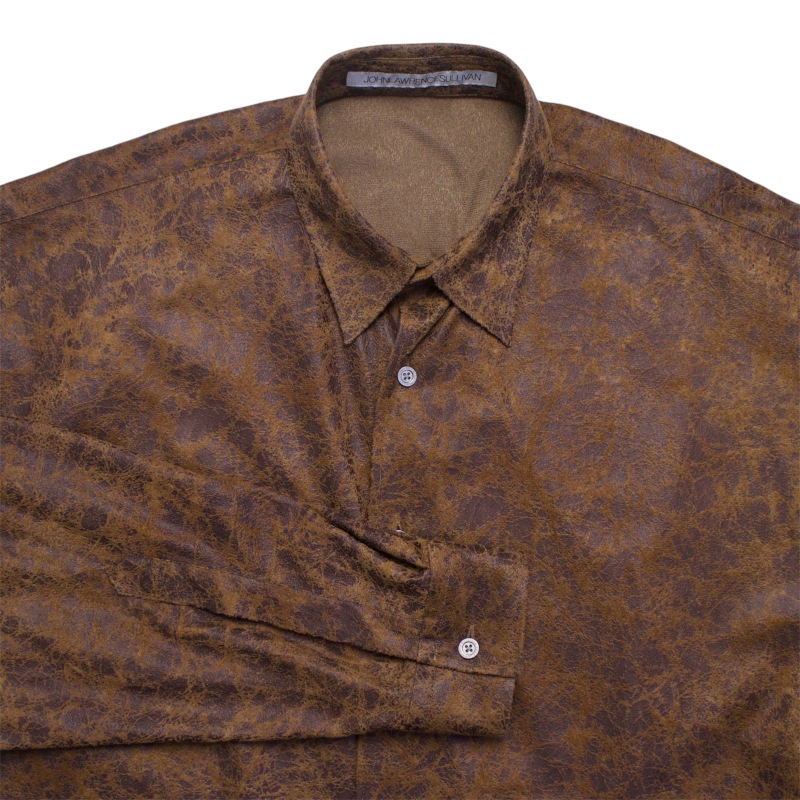JOHNLAWRENCESULLIVAN ジョンローレンスサリバン CRACKED VEGAN  LEATHER SHIRT (USED)