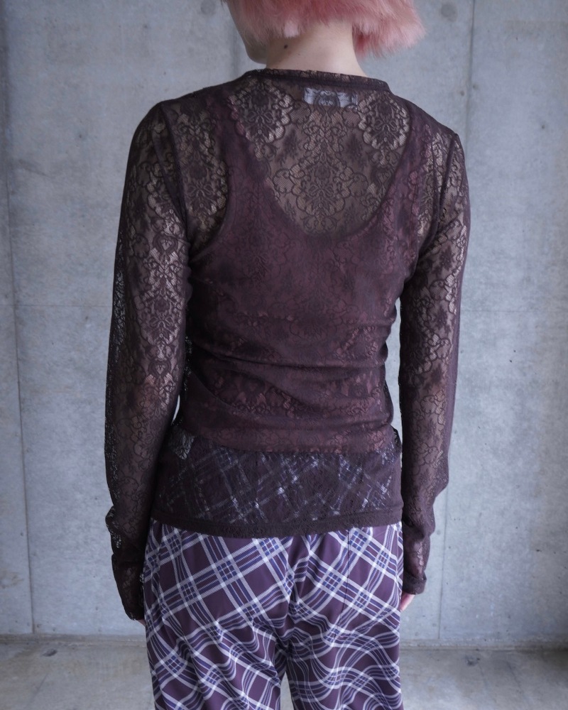 GVGV ジーヴィージーヴィー STRETCH LACE L/S TOP (BROWN)