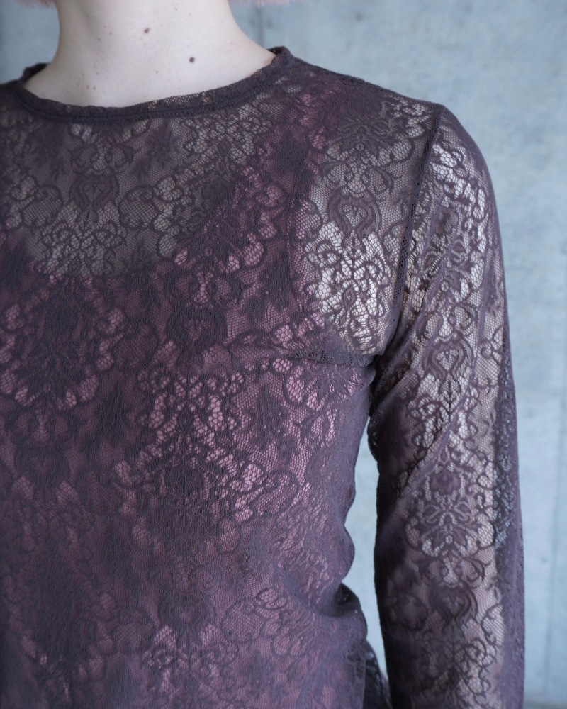 GVGV ジーヴィージーヴィー STRETCH LACE L/S TOP (BROWN)