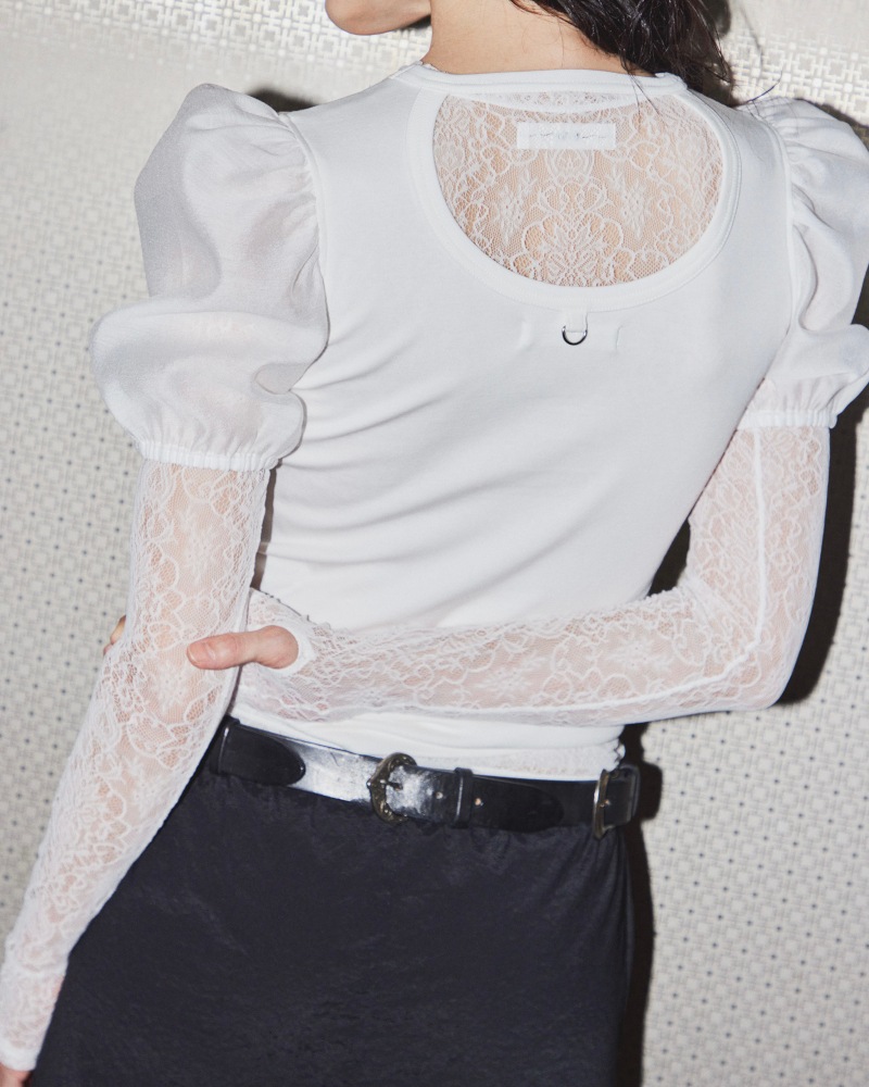 GVGV ジーヴィージーヴィー STRETCH LACE L/S TOP (BROWN)
