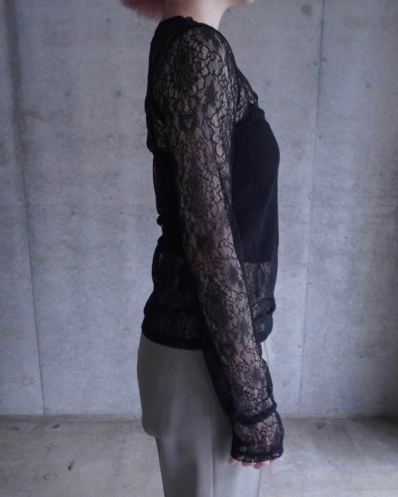 GVGV ジーヴィージーヴィー STRETCH LACE L/S TOP (BLACK)