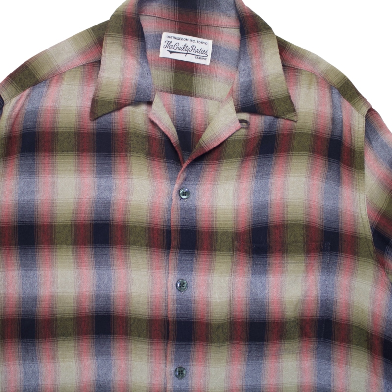 WACKO MARIA ワコマリア  OMBRE CHECK OPEN COLLAR SHIRTS L/S (USED)