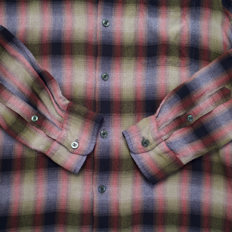 WACKO MARIA ワコマリア  OMBRE CHECK OPEN COLLAR SHIRTS L/S (USED)