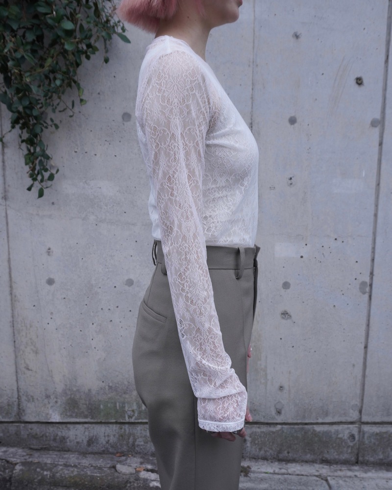 GVGV ジーヴィージーヴィー STRETCH LACE L/S TOP (WHITE)