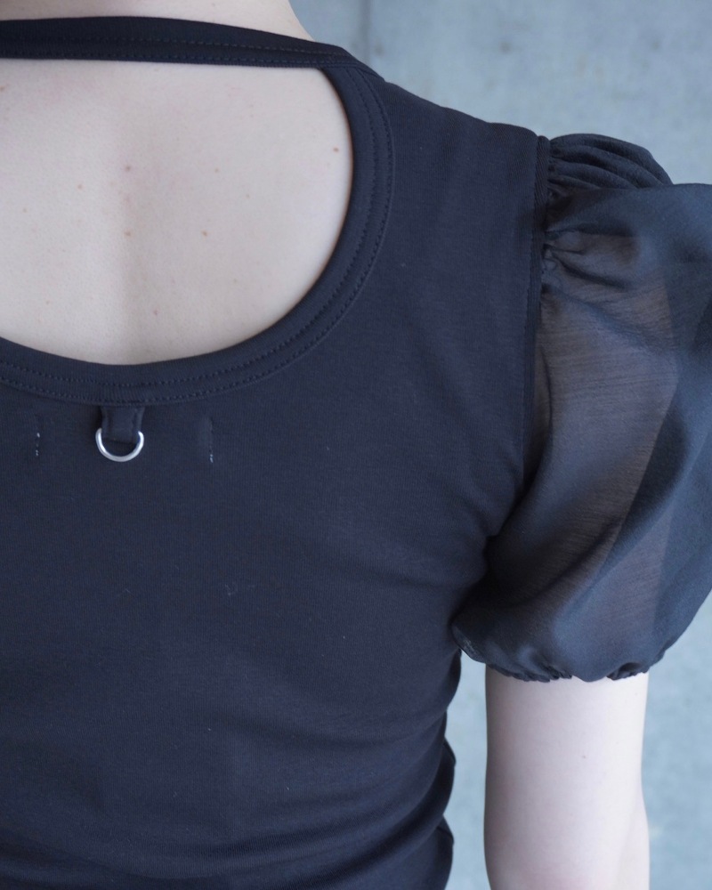 GVGV ジーヴィージーヴィー D-RING PUFF SLV RIB TOP (BLACK)