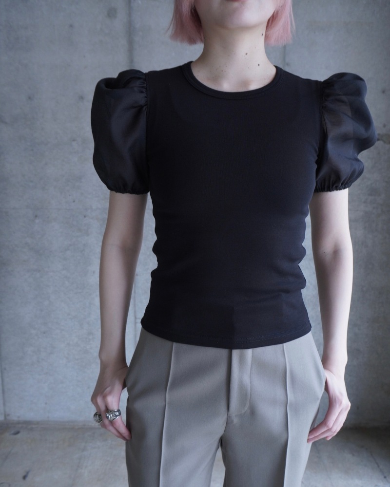 GVGV ジーヴィージーヴィー D-RING PUFF SLV RIB TOP (BLACK)