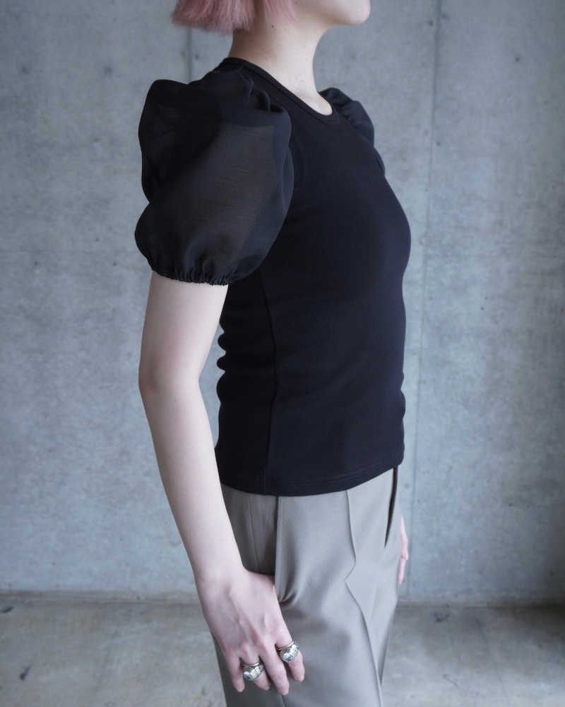 GVGV ジーヴィージーヴィー D-RING PUFF SLV RIB TOP (BLACK)