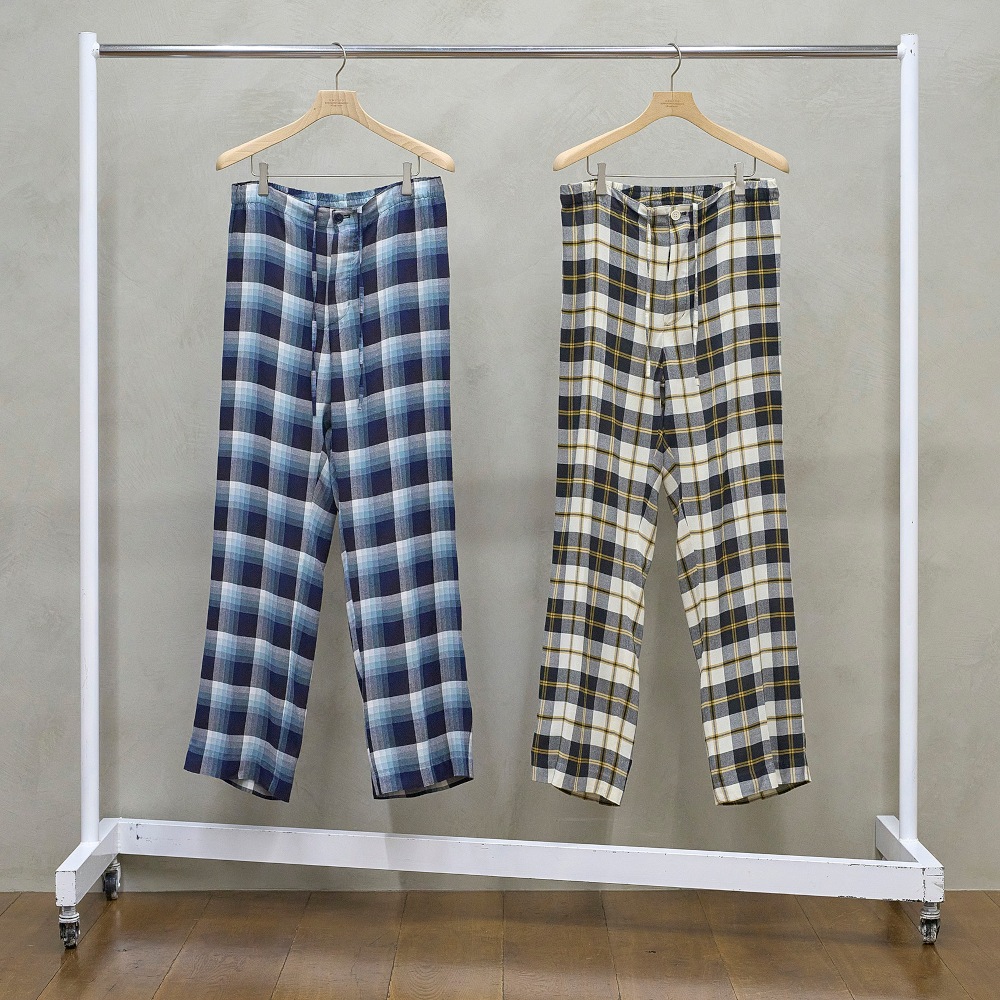 UNUSED アンユーズド 26SS UW1194 Rayon check pants (NAVY OMBRE)