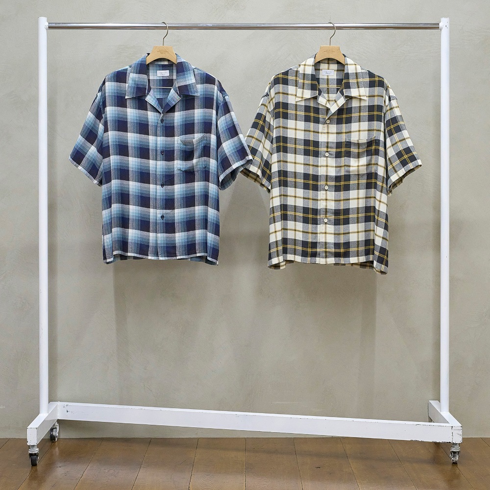 UNUSED アンユーズド 26SS US2563 Short sleeve Rayon check shirt (LIGHT BEIGE TARTAN)