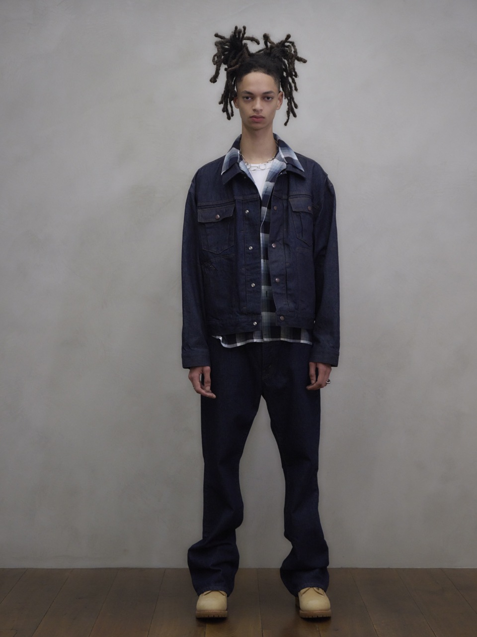 UNUSED アンユーズド 26SS US2563 Short sleeve Rayon check shirt (LIGHT BEIGE TARTAN)
