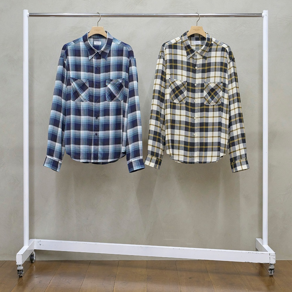 UNUSED アンユーズド 26SS US2562 Long sleeve Rayon check shirt (LIGHT BEIGE TARTAN)
