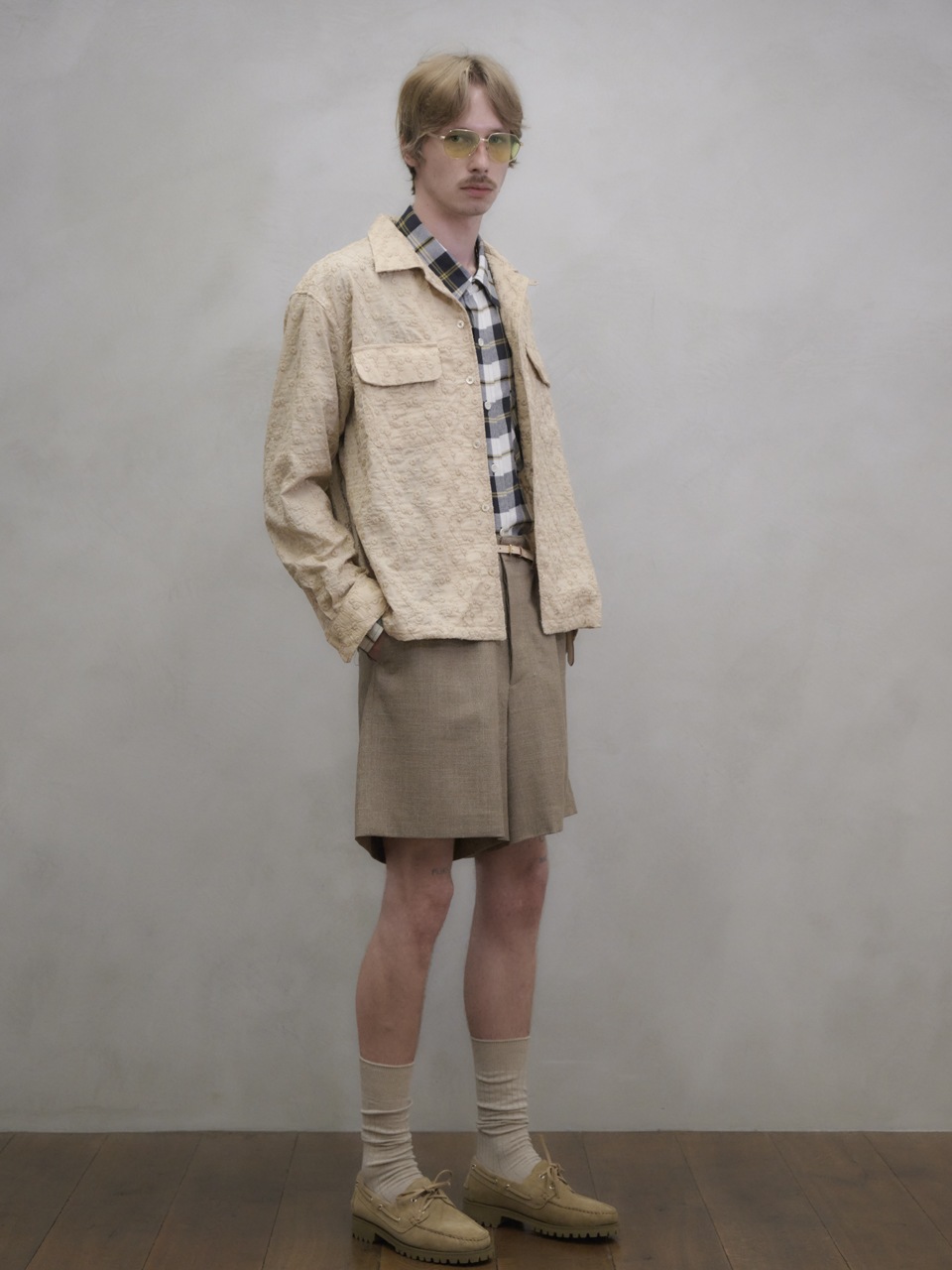 UNUSED アンユーズド 26SS US2562 Long sleeve Rayon check shirt (LIGHT BEIGE TARTAN)