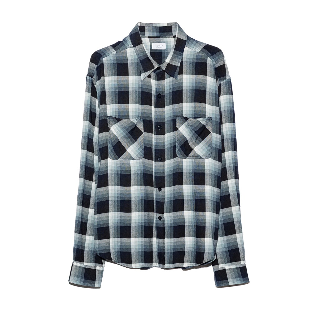 UNUSED アンユーズド 26SS US2562 Long sleeve Rayon check shirt (NAVY OMBRE)