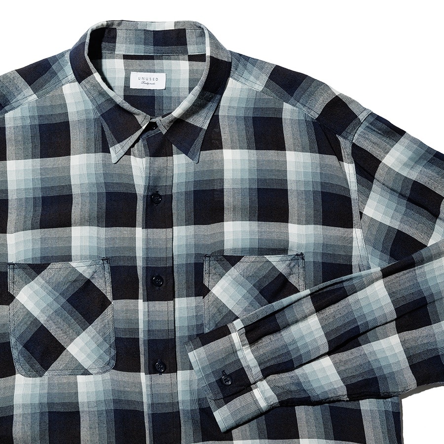 UNUSED アンユーズド 26SS US2562 Long sleeve Rayon check shirt (NAVY OMBRE)