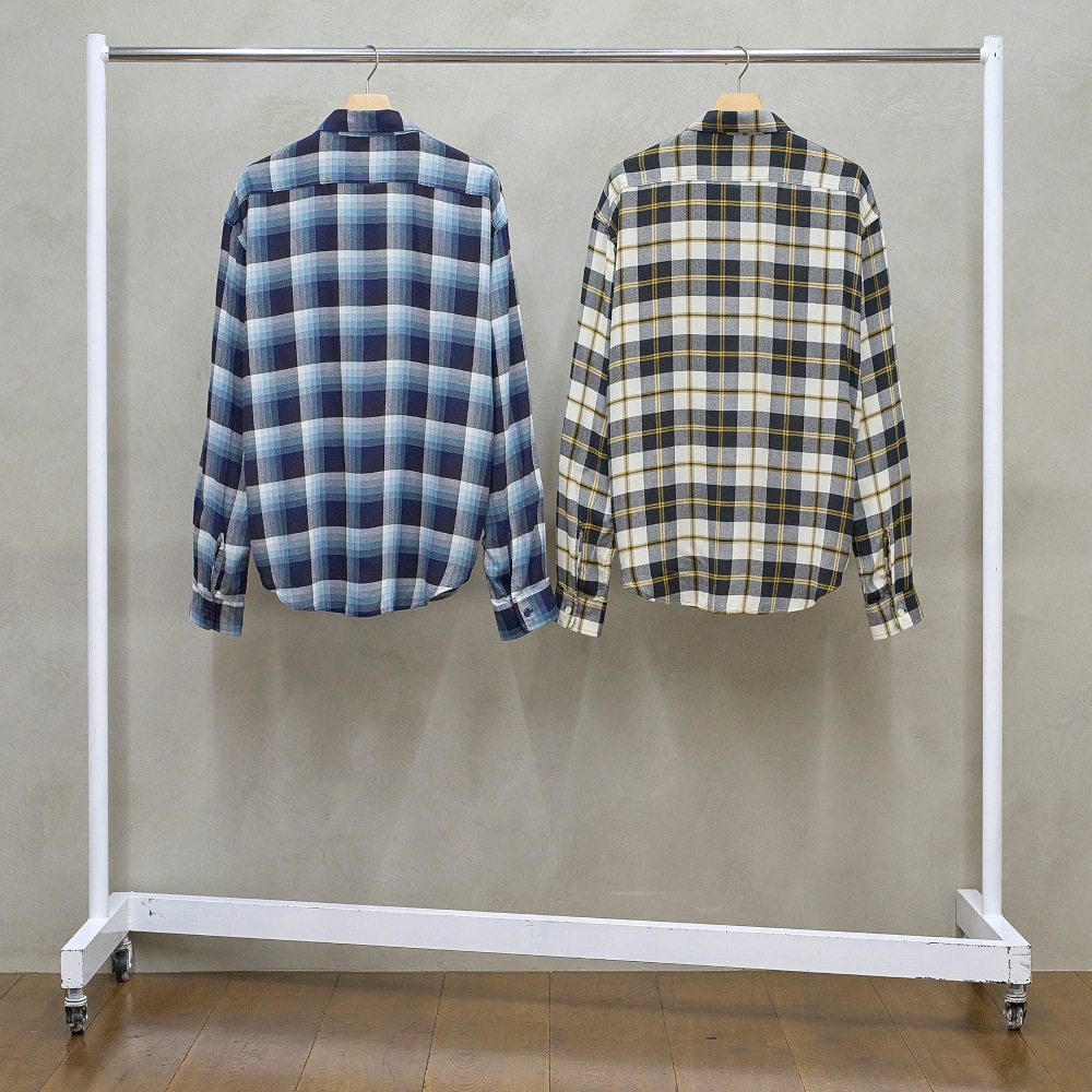 UNUSED アンユーズド 26SS US2562 Long sleeve Rayon check shirt (NAVY OMBRE)
