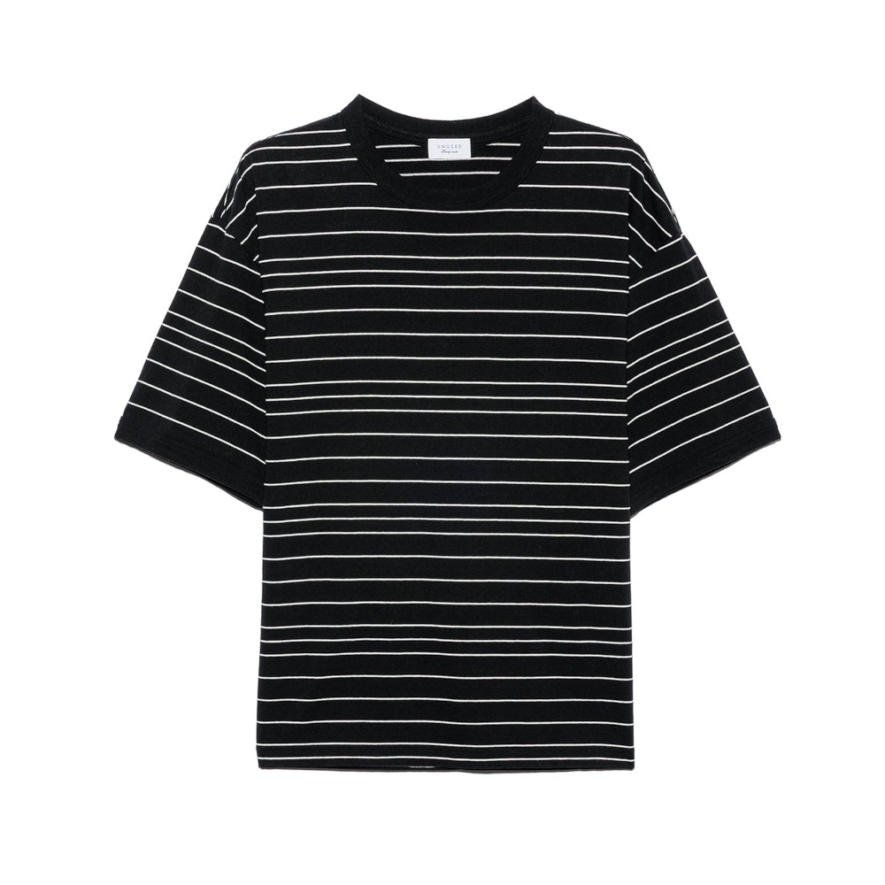 UNUSED アンユーズド 26SS US2543 Border short sleeve T-shirt (BLACK)
