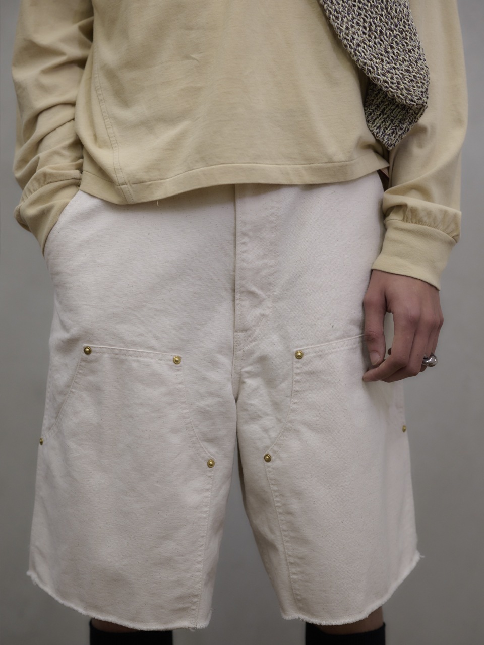 UNUSED アンユーズド 26SS UW1191 Double knee duck shorts (BLACK)