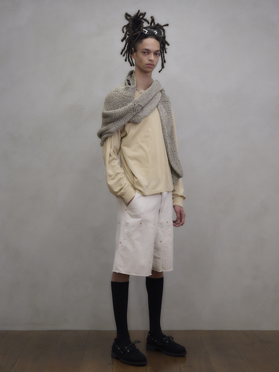 UNUSED アンユーズド 26SS US2556 Drop pullover knit (CORAL×BLACK)