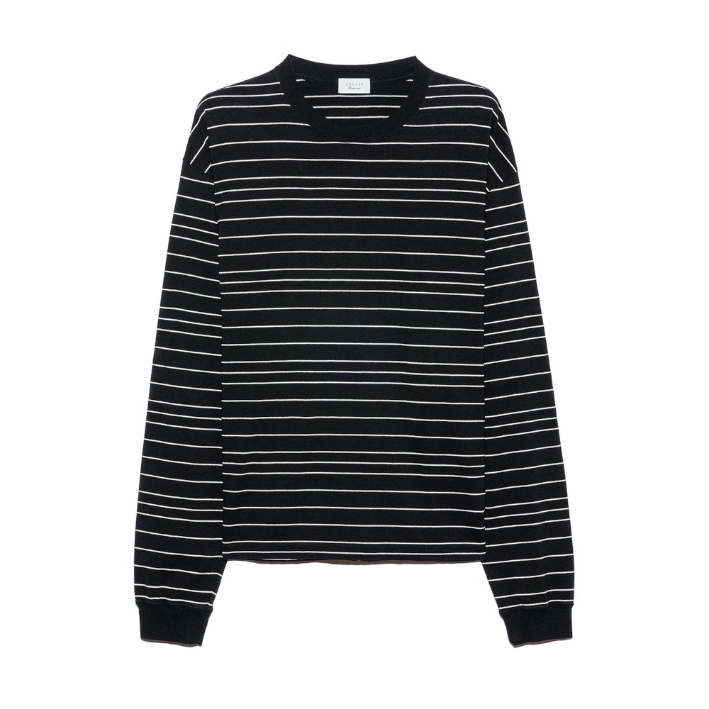 UNUSED アンユーズド 26SS US2544 Border long sleeve T-shirt (BLACK)