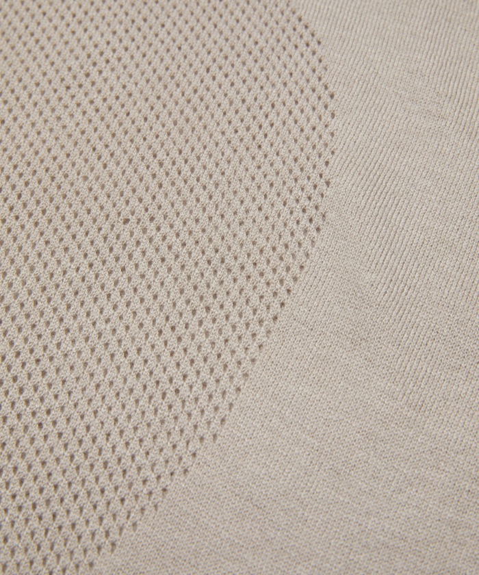 BAL バル VANTILATION MESH KNIT ZIP POLO SS (STONE BEIGE)
