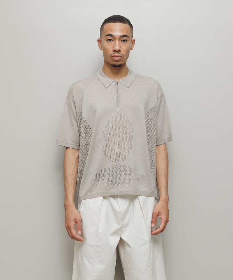 BAL バル VANTILATION MESH KNIT ZIP POLO SS (STONE BEIGE) | BRAND