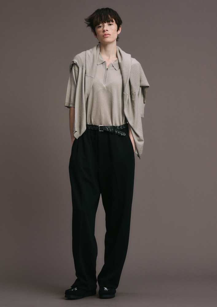 BAL バル VANTILATION MESH KNIT ZIP POLO SS (STONE BEIGE)