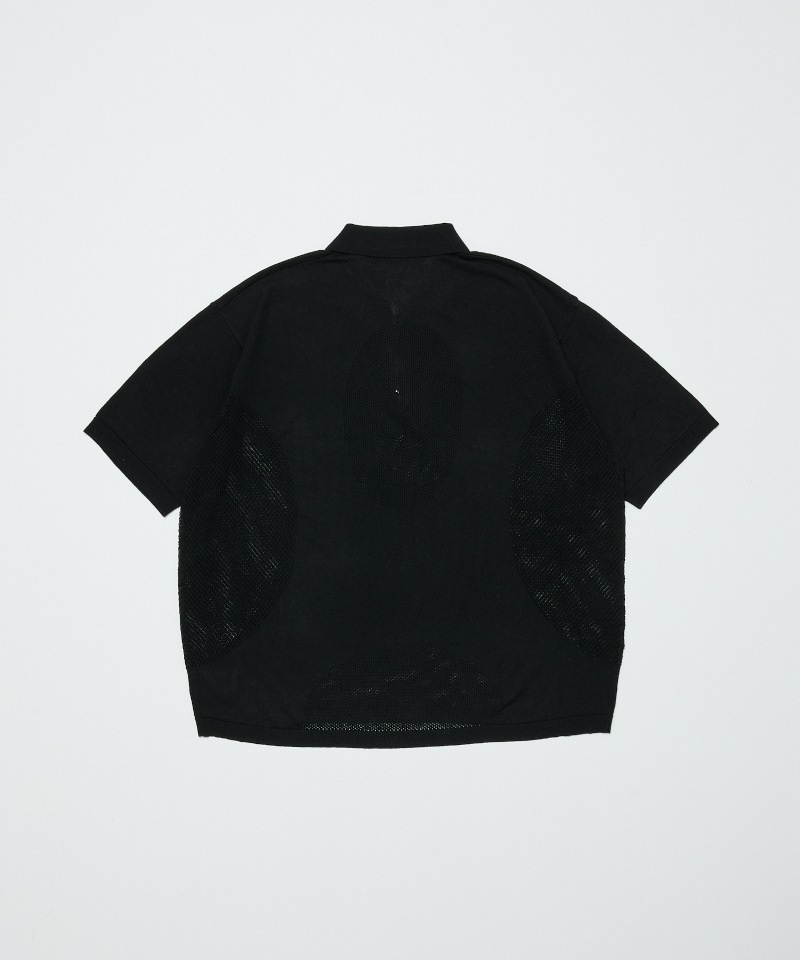 BAL バル VANTILATION MESH KNIT ZIP POLO SS (BLACK)