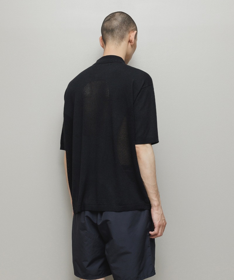 BAL バル VANTILATION MESH KNIT ZIP POLO SS (BLACK)