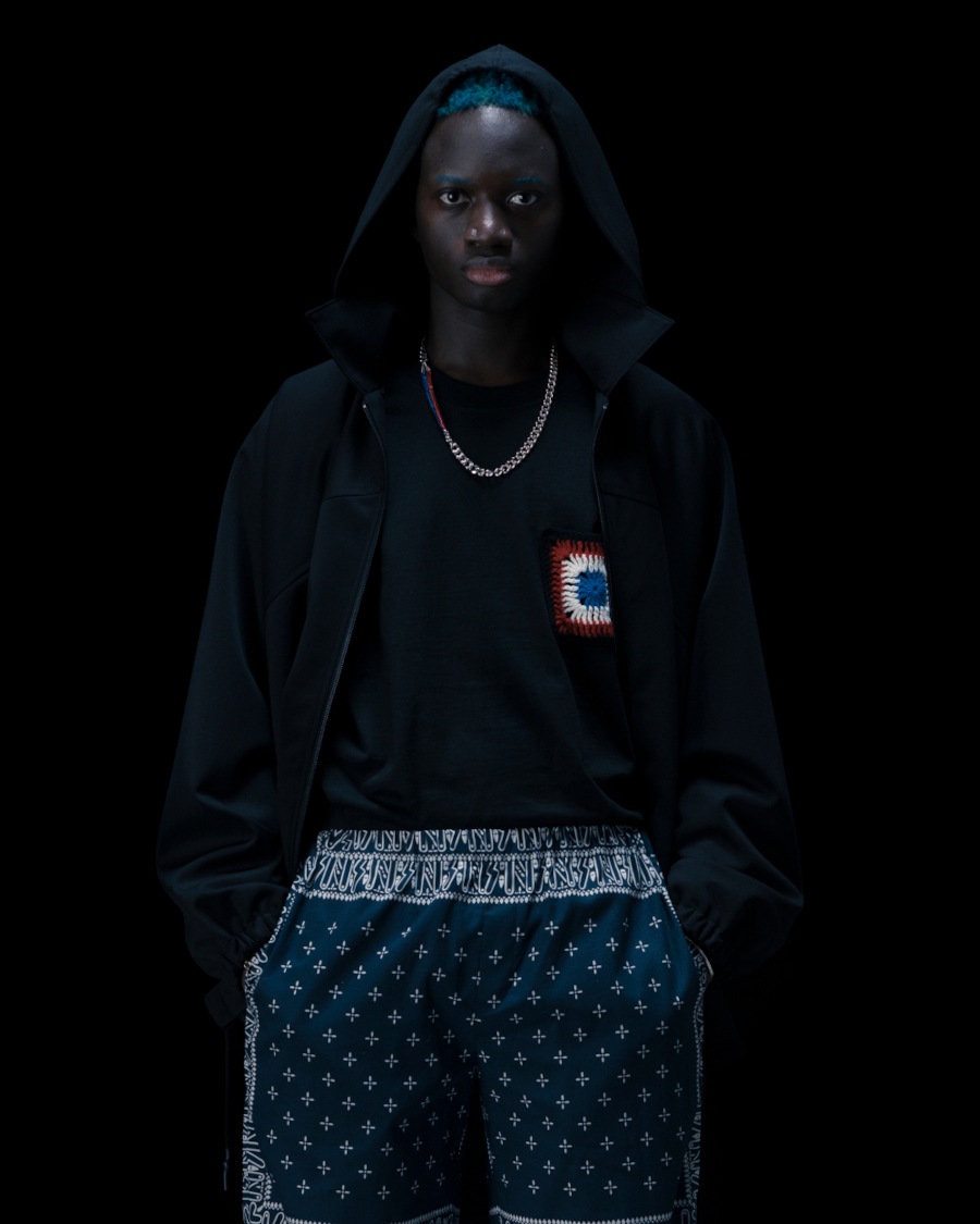 NEON SIGN ネオンサイン Double Crochet Pocket l/s T-Shirts (BLUE/WHT)