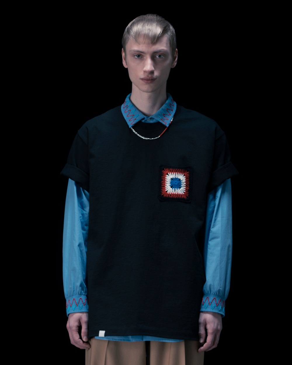 NEON SIGN ネオンサイン Double Crochet Pocket T-Shirts (RED/BLACK)