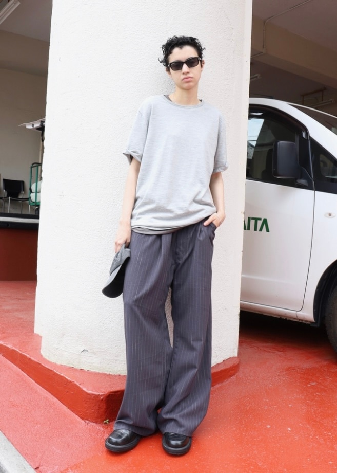JIEDA ジエダ 26SS STRIPE WIDE ONE TUCK PANTS (GRAY STRIPE) | BRAND