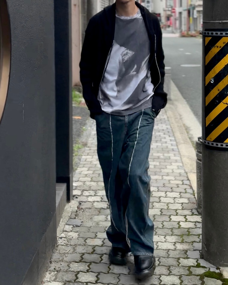 NVRFRGT ネヴァーフォーゲット 24SS CUT OUT RIBBED ZIP-UP HOODIE