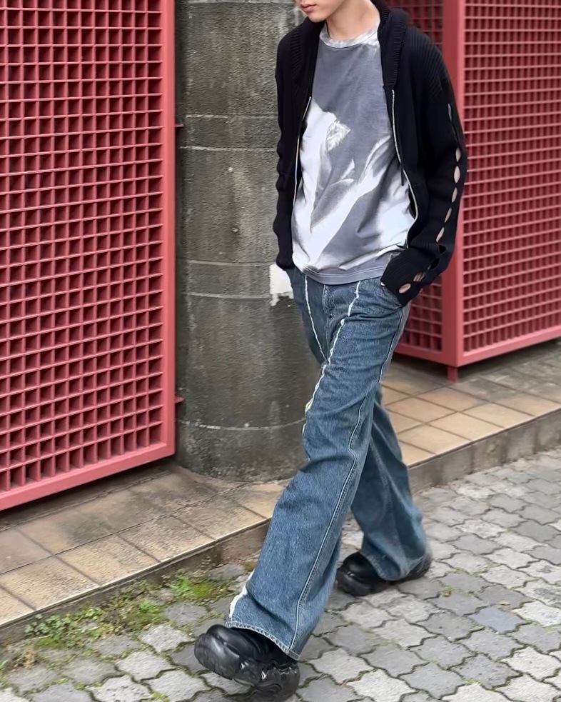 NVRFRGT ネヴァーフォーゲット 24SS CUT OUT RIBBED ZIP-UP HOODIE