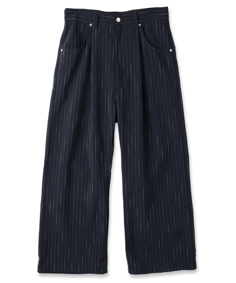 JIEDA ジエダ 26SS STRIPE WIDE ONE TUCK PANTS (NAVY STRIPE) | BRAND