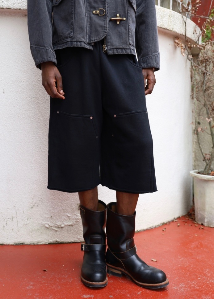 JIEDA ジエダ 26SS【予約商品】2月入荷予定 3/4 DOUBLE KNEE SWEAT PANTS (BLACK)