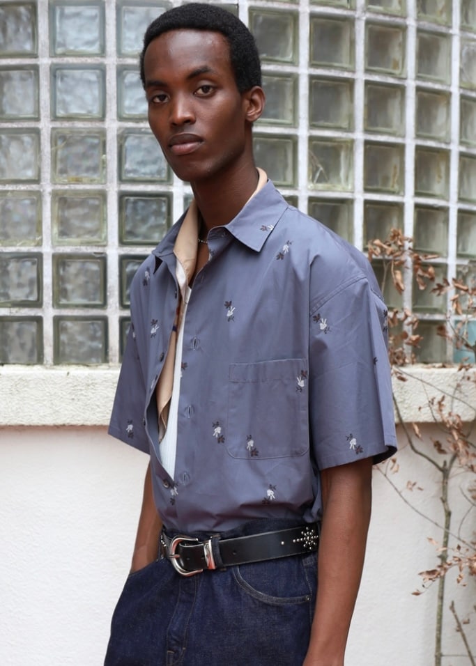 JIEDA ジエダ 26SS【予約商品】2月入荷予定 BONE FLOWER SHIRT S/S (GRAY)