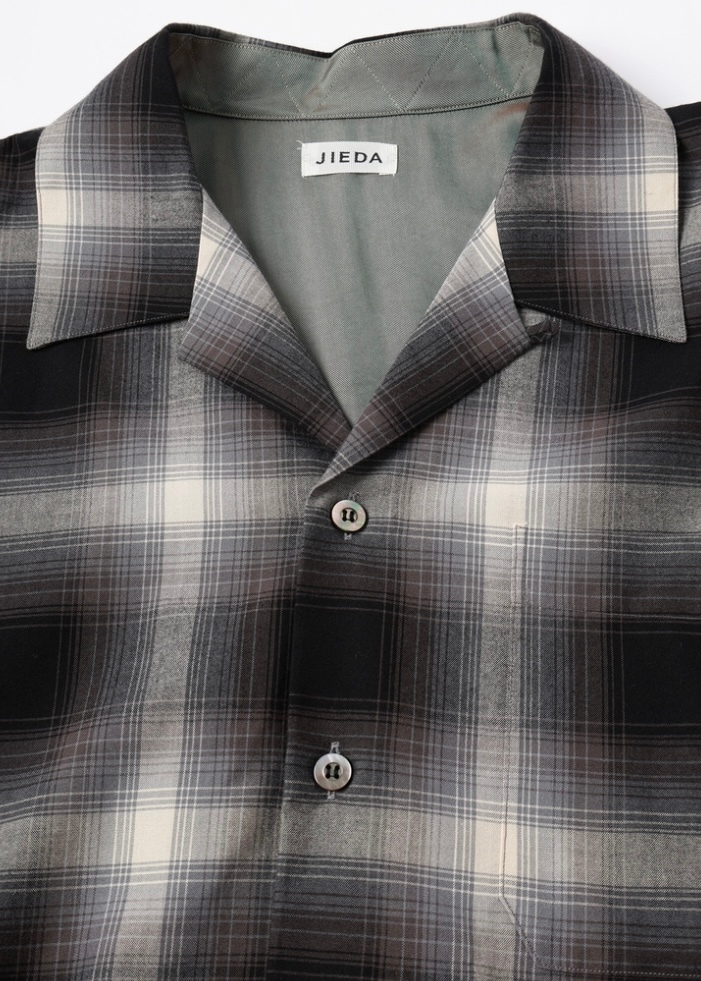 JIEDA ジエダ 26SS CHECK OPEN COLLAR SHIRT (BLACK CHECK)