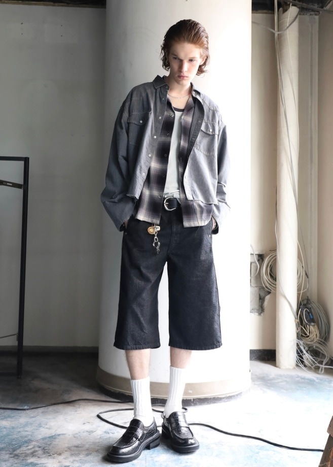 JIEDA ジエダ 26SS CHECK OPEN COLLAR SHIRT (BLACK CHECK)