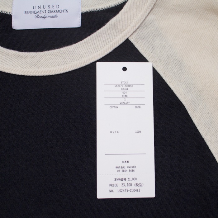 UNUSED アンユーズド US2475 Raglan long sleeve T-shirt (USED)