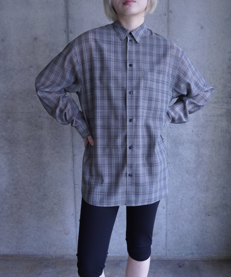 GVGV ジーヴィージーヴィー D-RING SHEER PLAID 2WAY SHIRT (GREY)