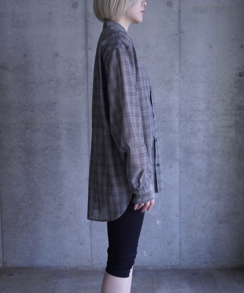 GVGV ジーヴィージーヴィー D-RING SHEER PLAID 2WAY SHIRT (GREY)
