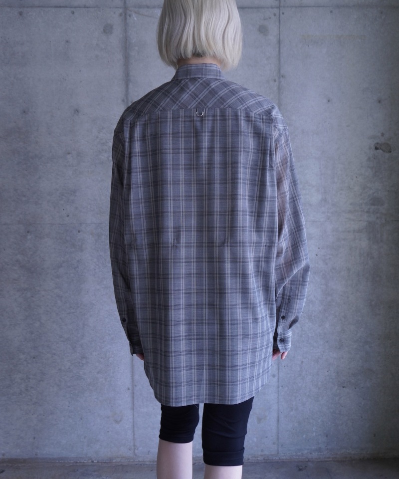 GVGV ジーヴィージーヴィー D-RING SHEER PLAID 2WAY SHIRT (GREY)