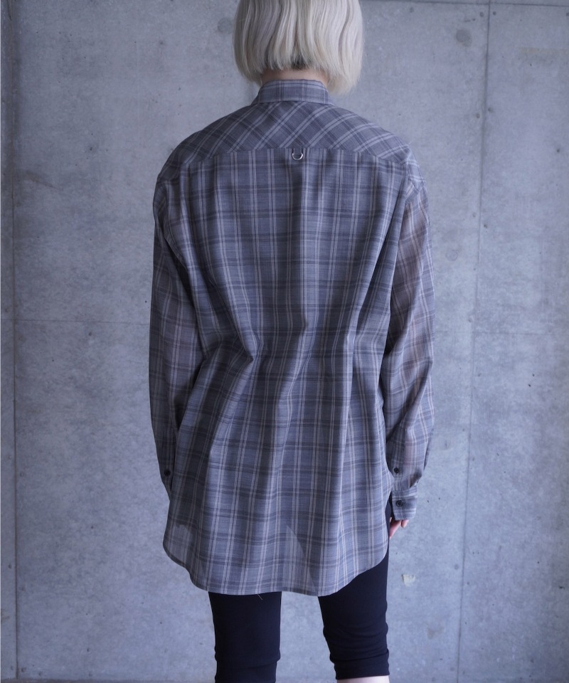 GVGV ジーヴィージーヴィー D-RING SHEER PLAID 2WAY SHIRT (GREY)