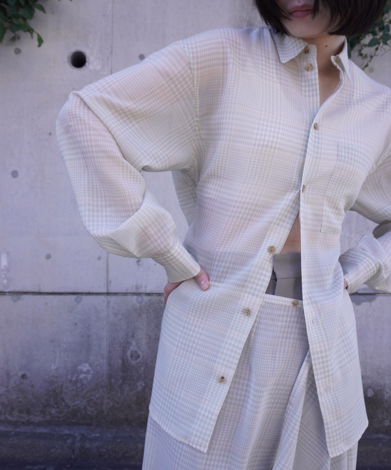 GVGV ジーヴィージーヴィー D-RING SHEER PLAID 2WAY SHIRT (GREEN)