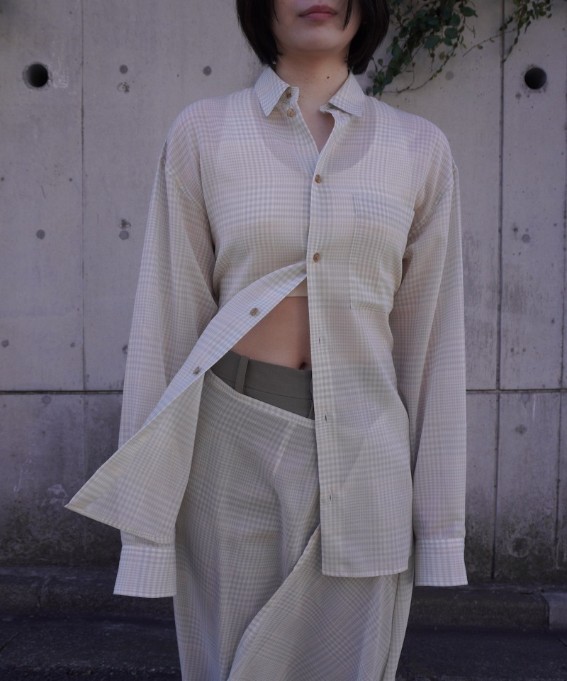 GVGV ジーヴィージーヴィー D-RING SHEER PLAID 2WAY SHIRT (GREEN)