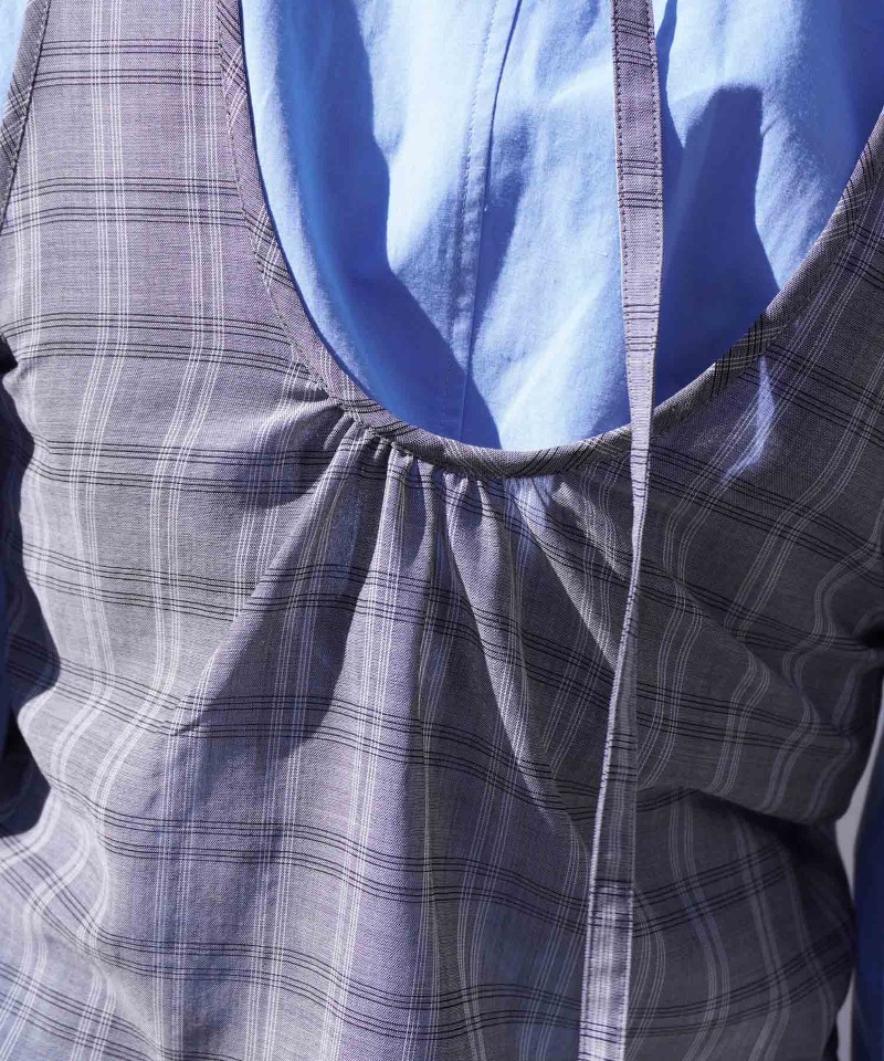 GVGV ジーヴィージーヴィー D-RING STRAP SHEER PLAID TOP (GREY)