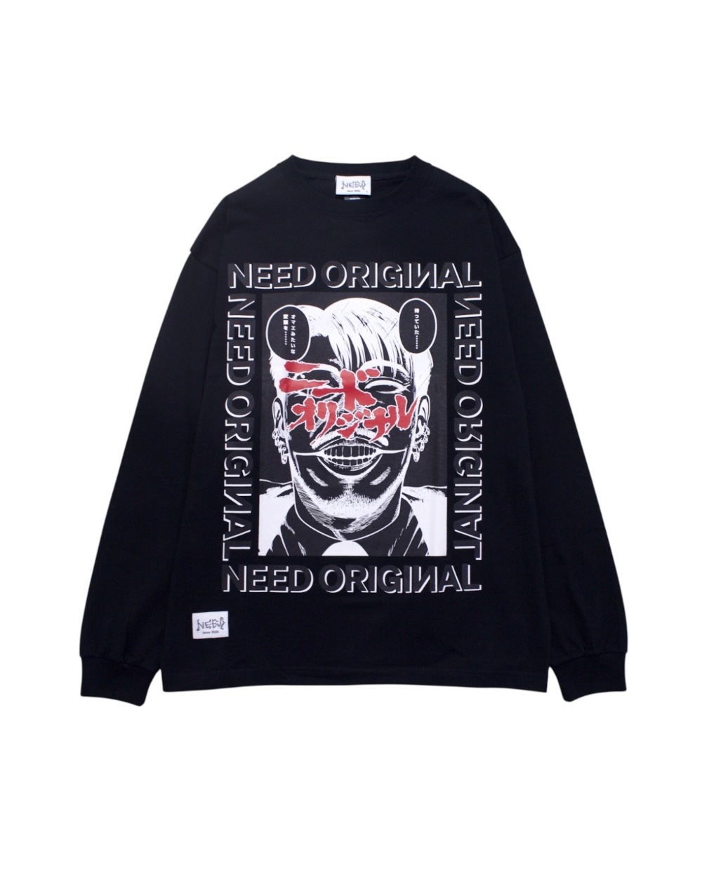 NEEDORIGINAL ニードオリジナル long-sleeved t-shirt Back HORITATSU BB TATTOO design (BLACK)